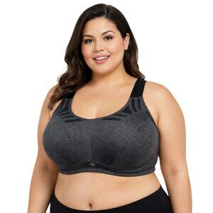 Livi Active Active Underwire Sports Bra Gray Black 42G Molded Cups